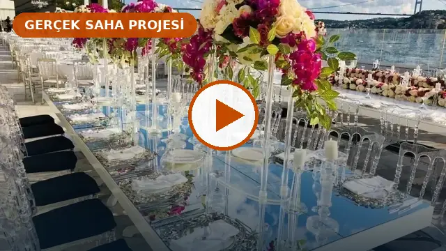 Şeffaf Pleksi Sandalye Kiralama Projesi gerçek saha videosu